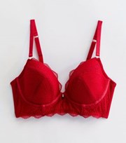New Look Red DD+ Floral Lace Diamante Push Up Bra